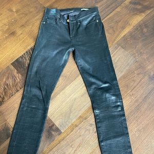 FRAME LEATHER Lambskin Le High Skinny Jeanne size 26 black